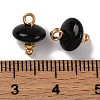 Natural Black Agate Dyed & Heated Saucer Charms with Rack Plating Golden Tone Brass Bails KK-B103-17A-11-3