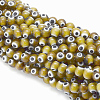 Handmade Evil Eye Lampwork Round Bead Strands LAMP-L055-8mm-02-1