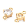 Brass Clear Cubic Zirconia Connector Charms KK-G516-10G-2