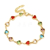 Heart Brass Link Bracelets for Woman BJEW-S157-04G-4