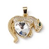 Real 18K Gold Plated Rack Plating Brass Micro Pave Clear Cubic Zirconia Pendants KK-C015-13G-02-1