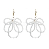 Flower Glass Pearl Beaded Dangle Earrings EJEW-JE05882-1