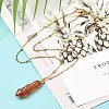 Double Pointed Natural Carnelian Pendant Necklace NJEW-JN03720-03-2