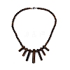 Natural Tiger Eye Round Beaded Fan Bib Necklaces NJEW-N064-04B-1