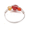 Round Natural Rose Quartz & Amethyst & Fluorite & Carnelian & Amazonite & Red Agate Finger Ring RJEW-JR00755-5