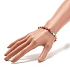 Flat Round with Letter Beaded Stretch Bracelet for Women BJEW-JB07553-01-3
