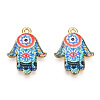 Printed Light Gold Tone Alloy Pendants ENAM-N056-206F-2