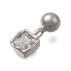 Brass Micro Pave Cubic Zirconia Square Charms KK-D500-01A-P-2