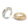 Brass Micro Pave Clear Cubic Zirconia Cuff Rings RJEW-L100-001-1