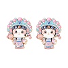 Peking Opera Cat Alloy Enamel Cabochons AL-CBA1A6F-04KCG-A-1