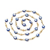 Enamel Flat Round with Evil Eye Link Chains CHS-G021-01G-03-3