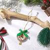 Christmas Wood & Polyester Bowknot Pendant Decorations HJEW-JM04193-02-1