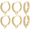 6 Pairs Brass Micro Pave Clear Cubic Zirconia Hoop Earring Findings KK-BBC0027-48A-1