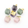 Natural & Synthetic Mixed Stone Cube Pendants G-J291-M-1