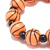 Sport Theme Acrylic Beaded Stretch Bracelet for Kids BJEW-JB08550-6