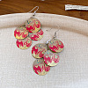 Iron Enamel Flat Round Dangle Earrings for Women WG89132-01-1