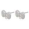 Brass Micro Pave Cubic Zirconia Stud Earring Findings with Loops CU-CBA1682-01P-1