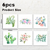 6Pcs Plant PVC Plastic Waterproof Self-adhesive Stickers Set DIY-WH0692-001-2