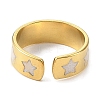 304 Stainless Steel Enamel Open Cuff Rings for Women RJEW-F166-33G-01-3