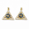 Rack Plating Brass Micro Pave Clear Cubic Zirconia Pendants ZIRC-C041-35G-3