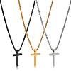 ANATTASOUL 3Pcs 3 Colors Stainless Steel Cross Pendant Necklace with Box Chains NJEW-AN0001-76-1