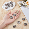 12Pcs 1-Hole Alloy Star with Flat Round Shank Buttons BUTT-GF0004-29AS-6