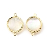 Brass Pave Natural White Shell Connector Charms KK-E794-01G-03-1