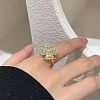 Brass Micro Pave Cubic Zirconia Cuff Finger Rings RJEW-Q010-01G-1