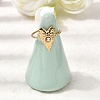 Texture Heart 304 Stainless Steel Rhinestone Cuff Open Finger Rings for Women RJEW-A091-10G-1