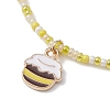3Pcs 3 Style Bees & Flower Alloy Enamel Charm Bracelets Set BJEW-JB09952-4