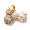 Brass Micro Pave Cubic Zirconia with ABS Plastic Pearl Charms KK-C072-44G-1