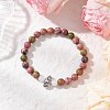 Natural Unakite & White Jade & Rhodonite Round Beaded Stretch Bracelets BJEW-JB11953-01-1