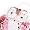 Owl Woven Web/Net with Feather Hanging Ornaments HJEW-G025-06-2