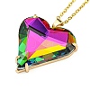 Glass Heart Pendant Necklaces NJEW-S428-01G-3