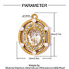 304 Stainless Steel Micro Pave Clear Cubic Zirconia Pendants CU-OY002-22G-02-2