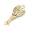 Brass Pave Clear Cubic Zirconia Tennis Racket Connector Charms KK-G548-12G-2