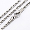 Tarnish Resistant Trendy Men's 304 Stainless Steel Rope Chain Necklaces NJEW-M072-B-02-1