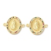 Rack Plating Brass Cubic Zirconia Virgin Mary Oval Connector Charms KK-C084-35B-G-1