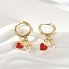 Heart Brass ABS Imitation Pearl Hoop Earrings EJEW-M077-18G-1