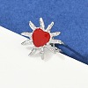 Heart Sun 304 Stainless Steel Enamel Finger Rings for Women RJEW-G355-08P-02-1