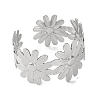 Flower 304 Stainless Steel Bangles for Women BJEW-B104-08P-2