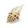 Natural Scallop Shell & Round Shell Pearl Pendants PALLOY-TA00197-01-4