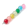 Colorful Imitation Jade Glass Round Bead Pendants PALLOY-JF02449-02-3