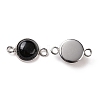 Natural Black Agate Connector Charms G-D059-01C-02-2