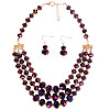 Glass Rondelle Beaded Multilayer Necklaces & Dangle Earrings Set for Women WG36B17-02-2