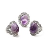 Natural Amethyst Adjustable Rings RJEW-P043-04P-19-1