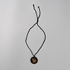 Natural Tiger Eye & Wood Flower Pendant Necklace with Adjustable Nylon Cords NJEW-WH0002-118A-2