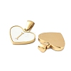 304 Stainless Steel Pave Natural White Shell Heart with Initial Slice Pendants STAS-R168-25G-I-2