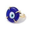 Lampwork Evil Eye Open Cuff Ring RJEW-C051-01G-07-2