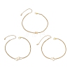 3Pcs 3 Styles Brass Clover Cross Moon Star Link 304 Stainless Steel Cable Chain Anklets for Women AJEW-AN00748-2